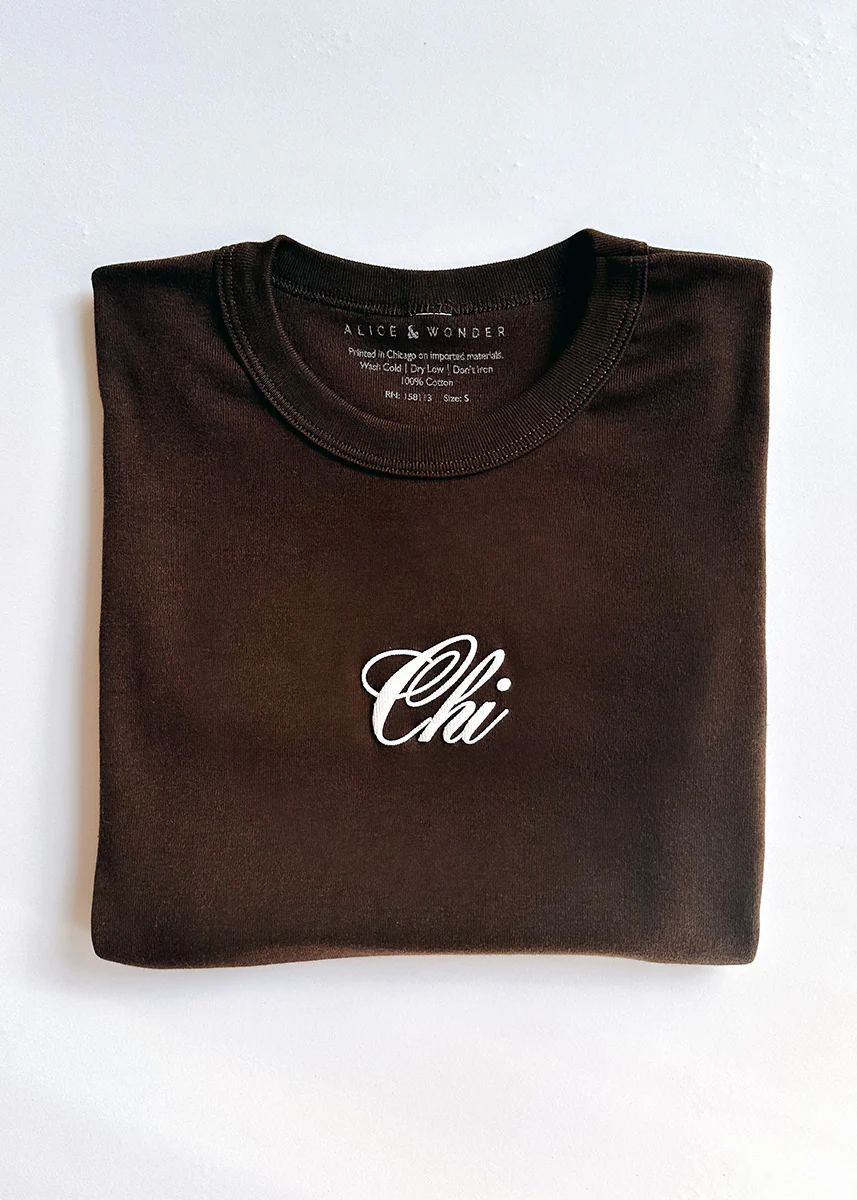 Chi Script Baby Tee - Chocolate - Image 5