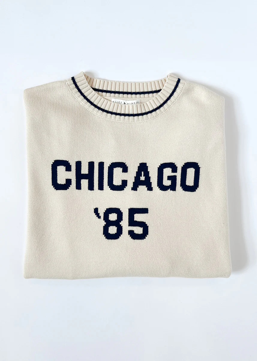 Chicago '85 Oversized Stripe Cuff Sweater - Cream - Image 6