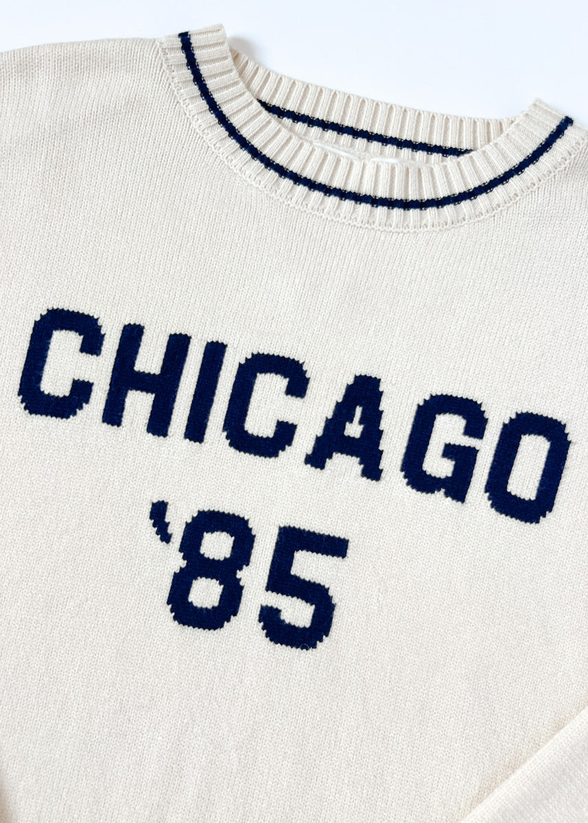 Chicago '85 Oversized Stripe Cuff Sweater - Cream - Image 8