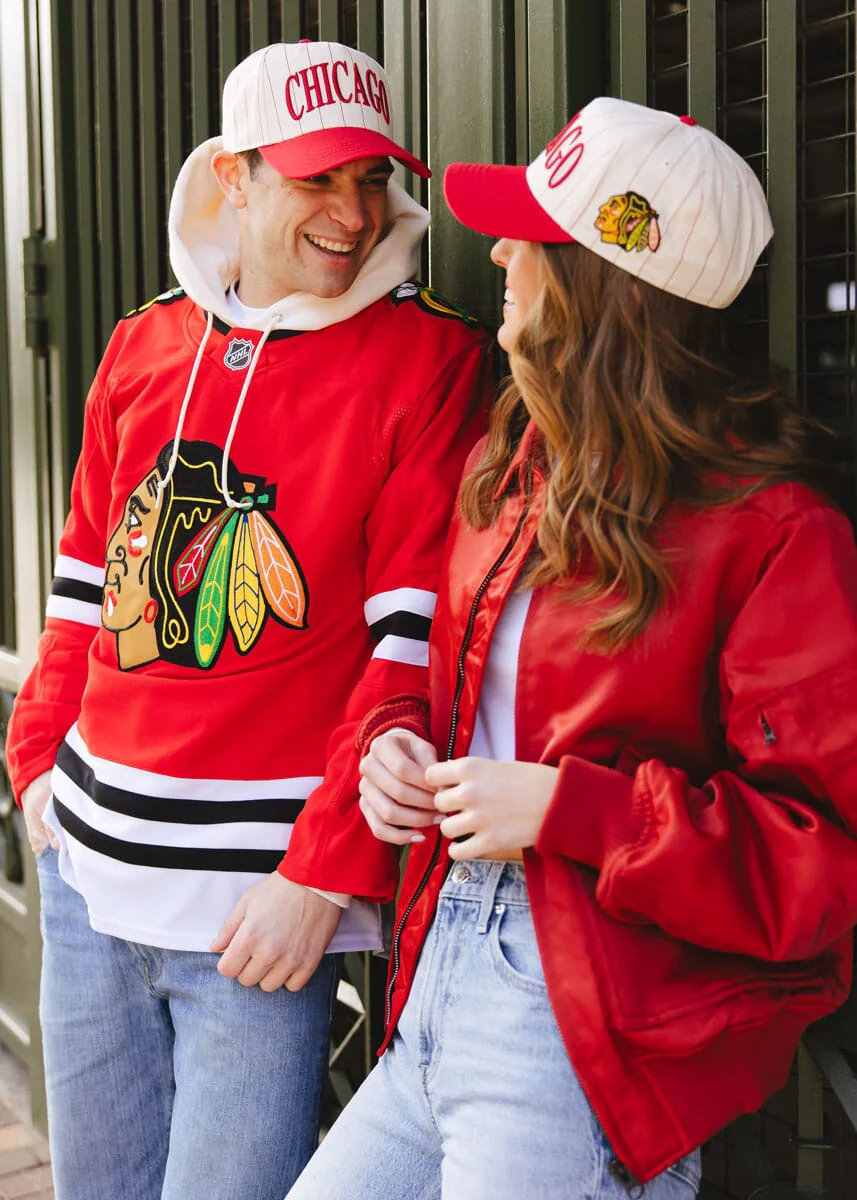 Chicago Blackhawks Puff Pinstripe Baseball Cap - Image 4