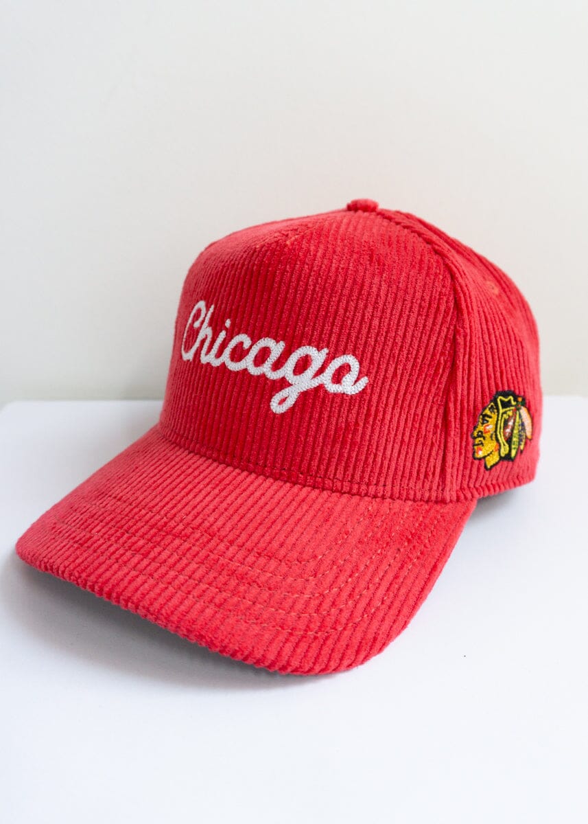 Chicago Blackhawks Wide Whale Cord Baseball Cap - Red - Image 7