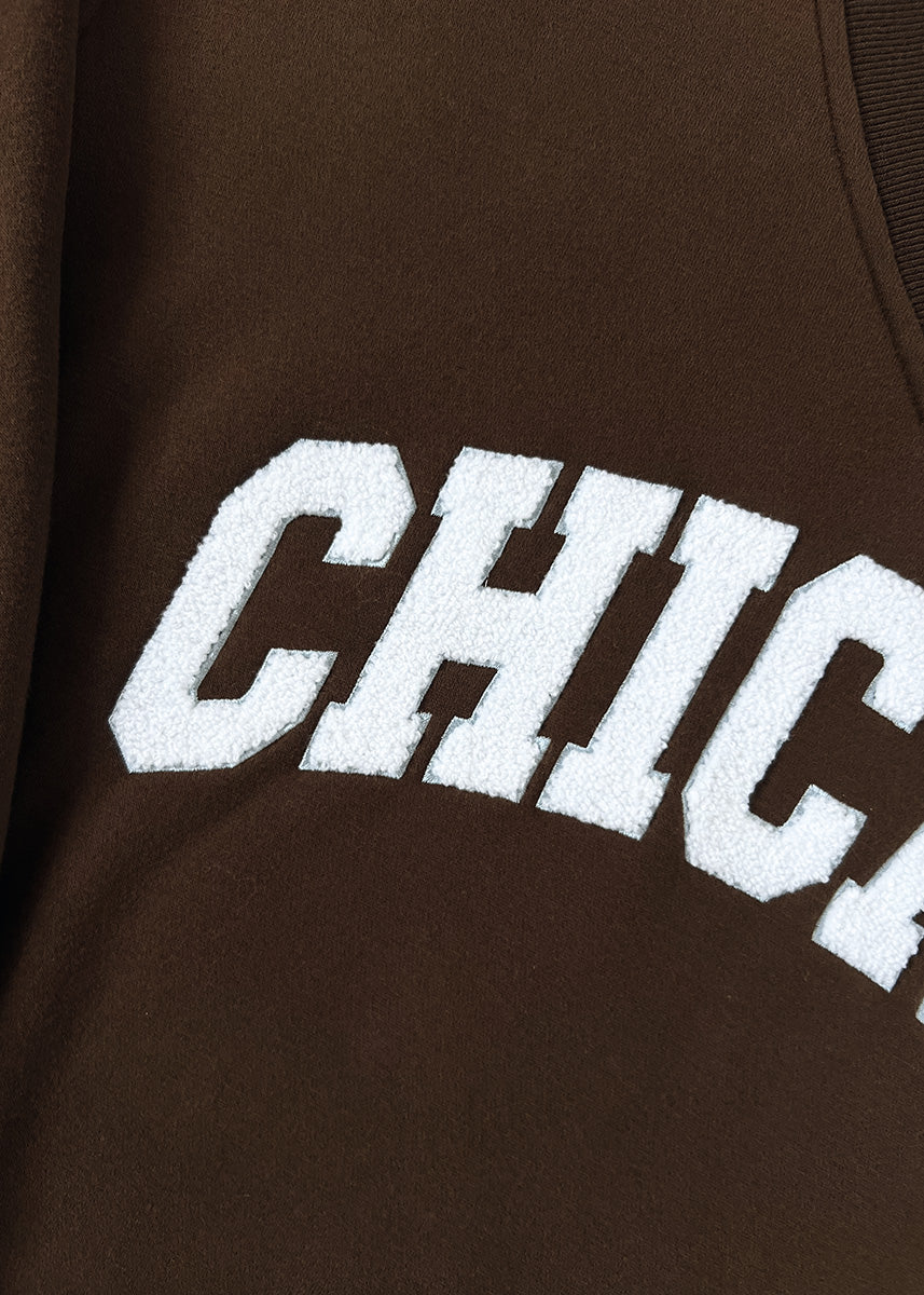 Chicago Boucle V-Neck Sweatshirt - Espresso - Image 7