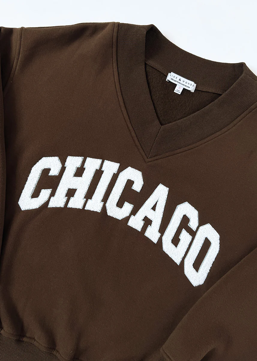 Chicago Boucle V-Neck Sweatshirt - Espresso - Image 8