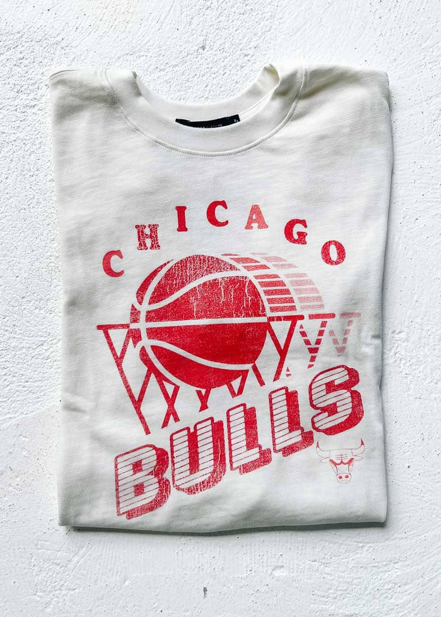Chicago Bulls Mock Neck Crop Tee - White - Image 4