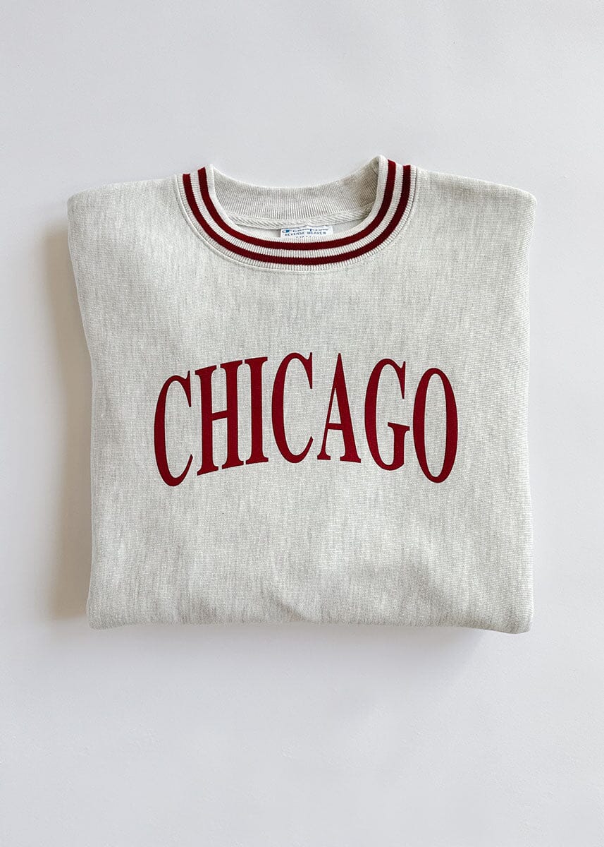 Chicago Champion Striped Rib Crewneck - Cardinal - Image 2