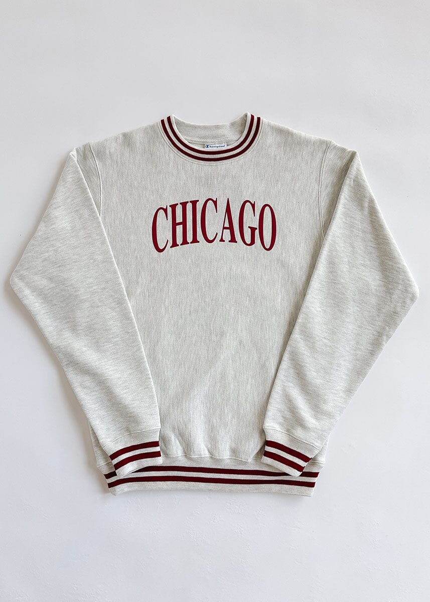 Chicago Champion Striped Rib Crewneck - Cardinal - Image 6
