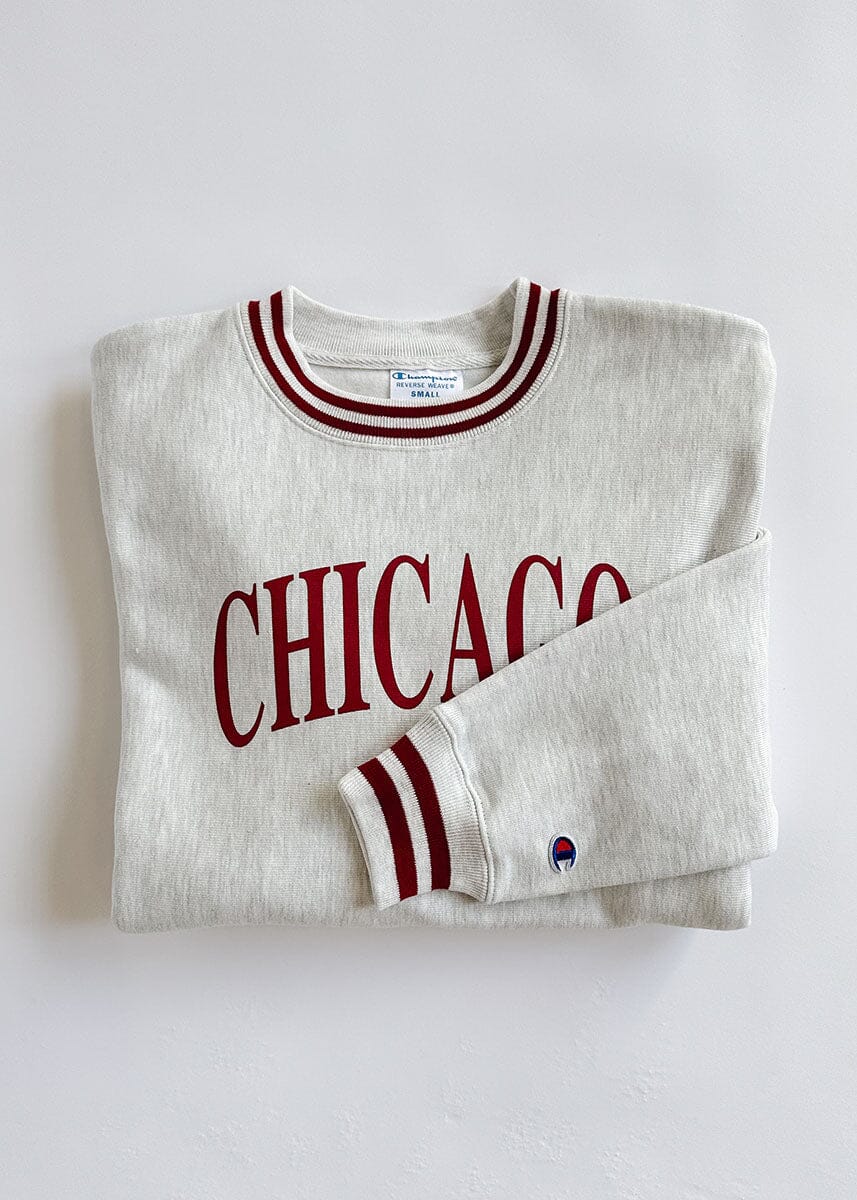 Chicago Champion Striped Rib Crewneck - Cardinal - Image 9