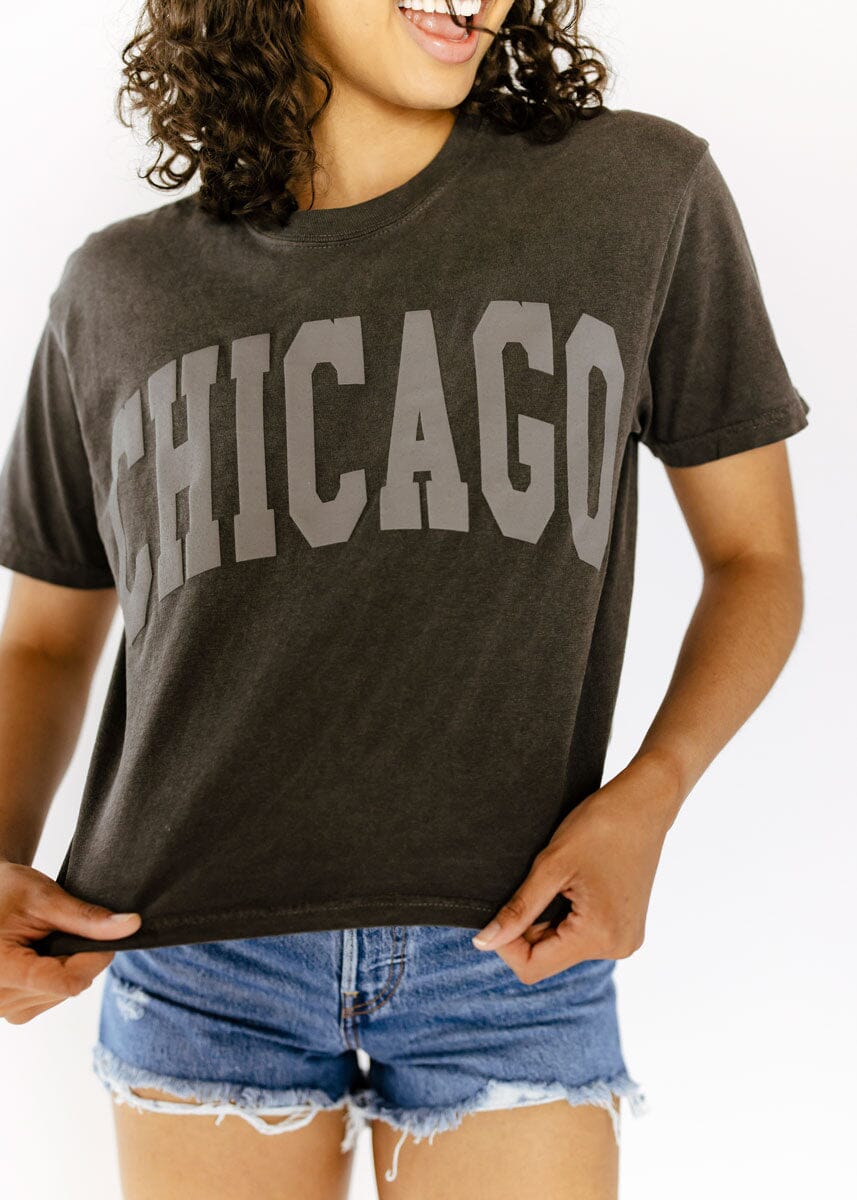 Chicago Collegiate Puff Crop Tee - Pepper - Image 3