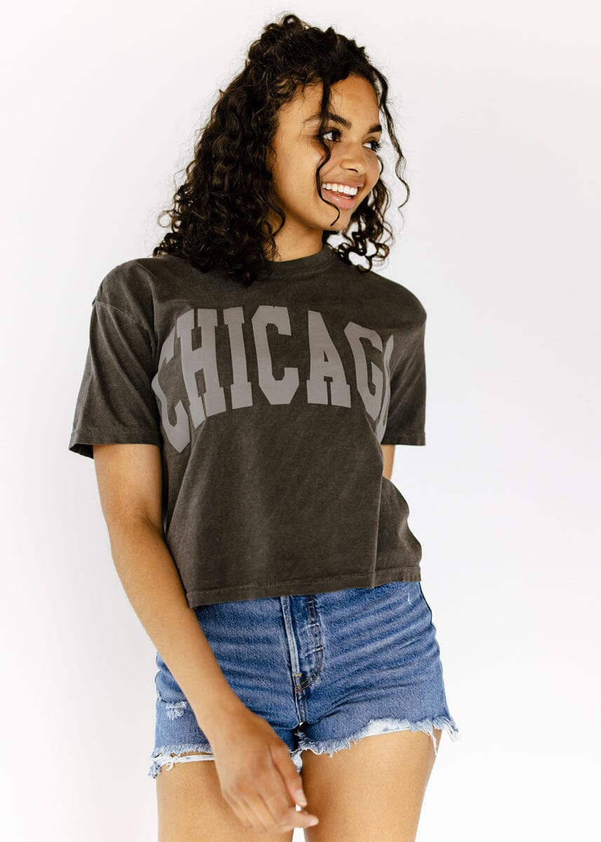 Chicago Collegiate Puff Crop Tee - Pepper - Image 4