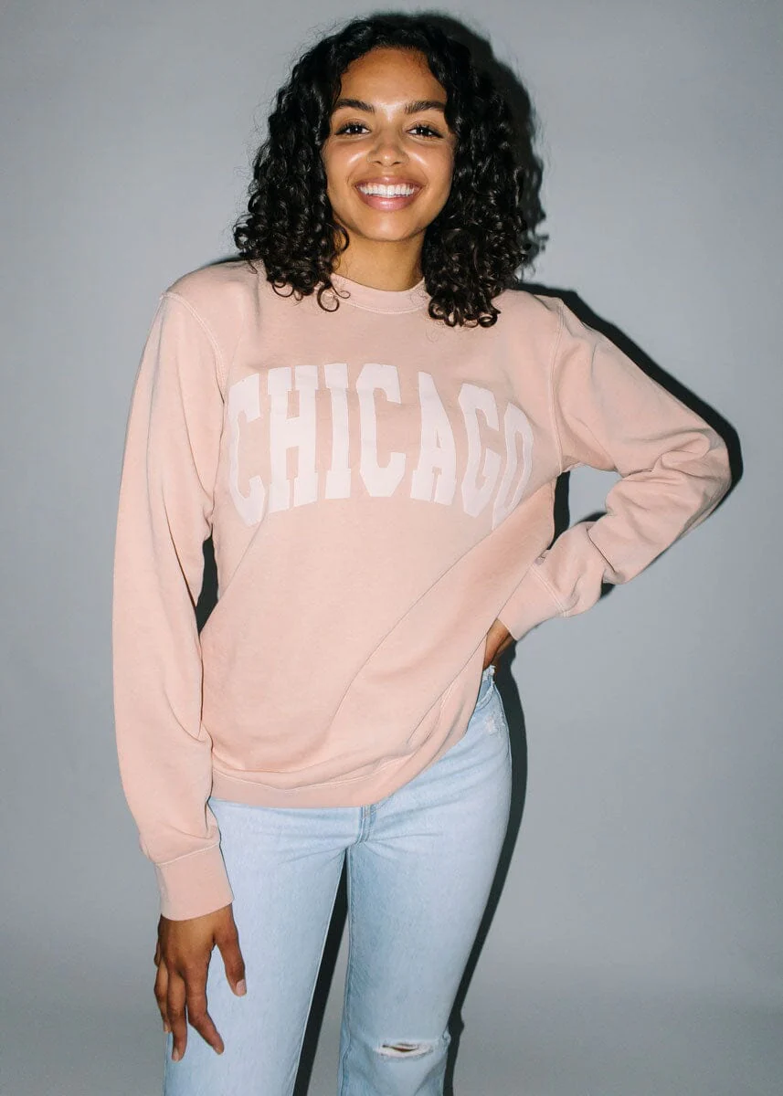 Chicago Collegiate Puff Sweatshirt - Dusty Pink - Image 3