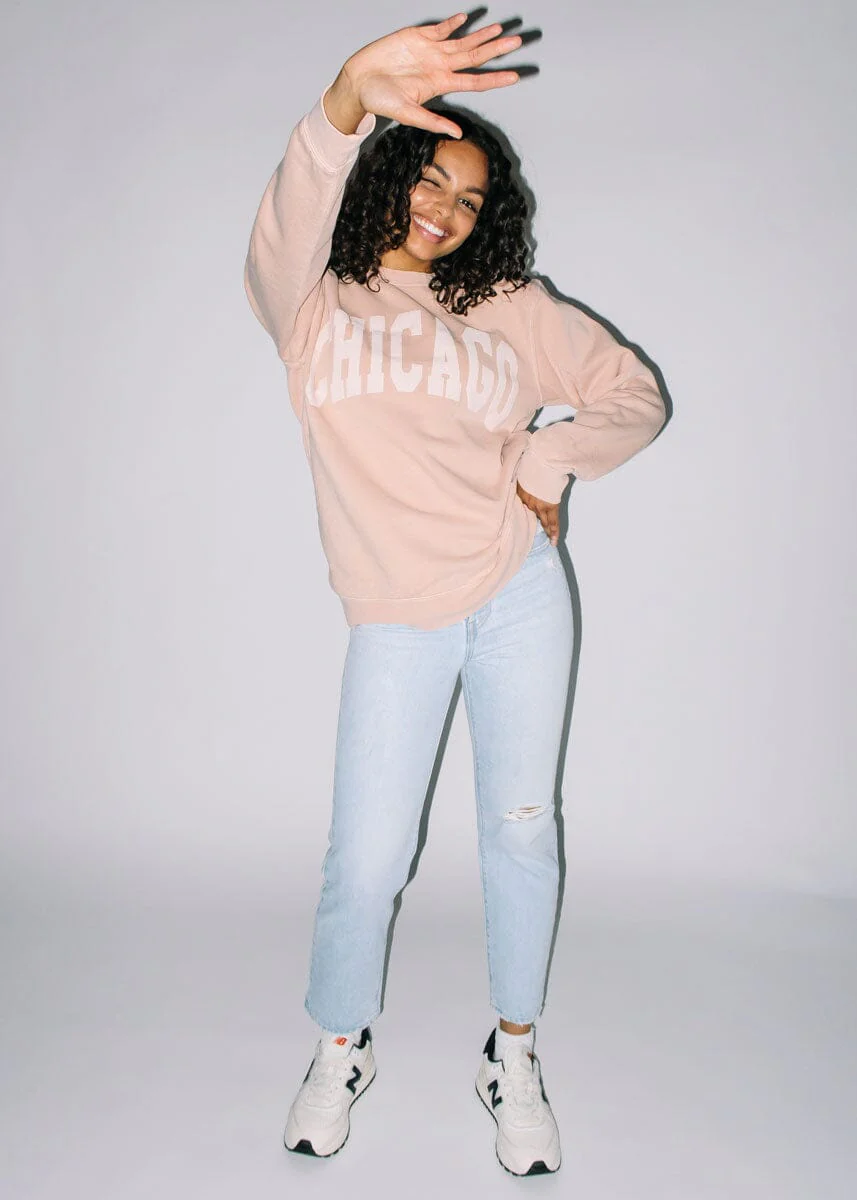 Chicago Collegiate Puff Sweatshirt - Dusty Pink - Image 4