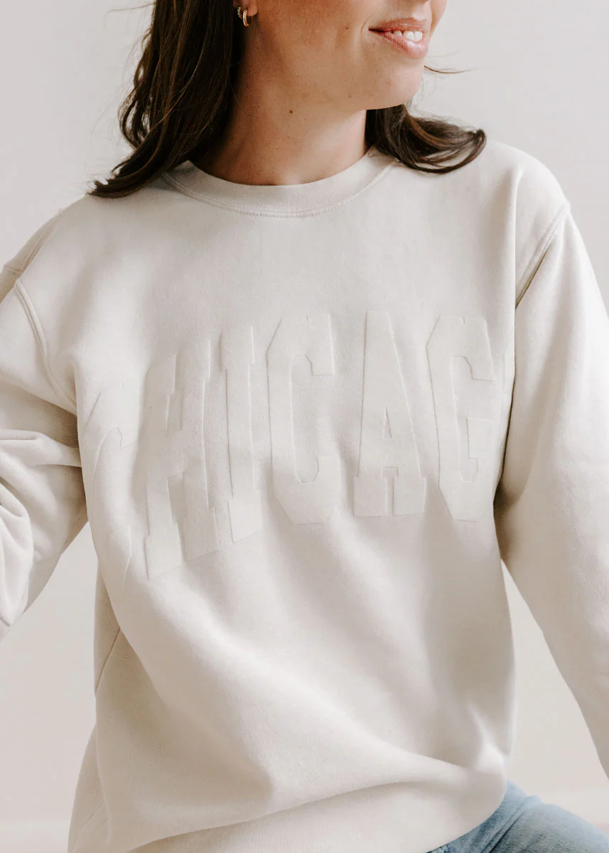 Chicago Collegiate Puff Sweatshirt - Ivory - Image 3