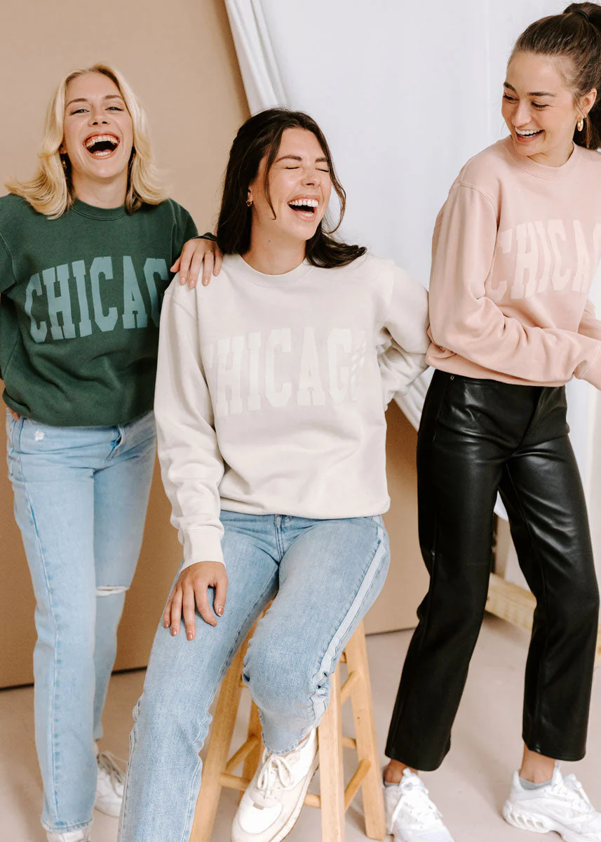 Chicago Collegiate Puff Sweatshirt - Ivory - Image 5