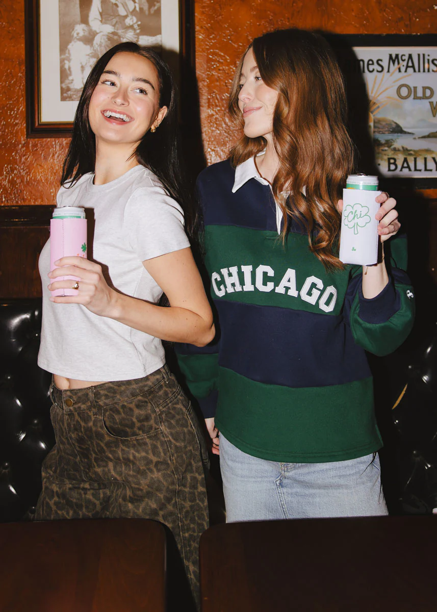 Chicago Color Block Polo Sweatshirt - Navy & Green - Image 4
