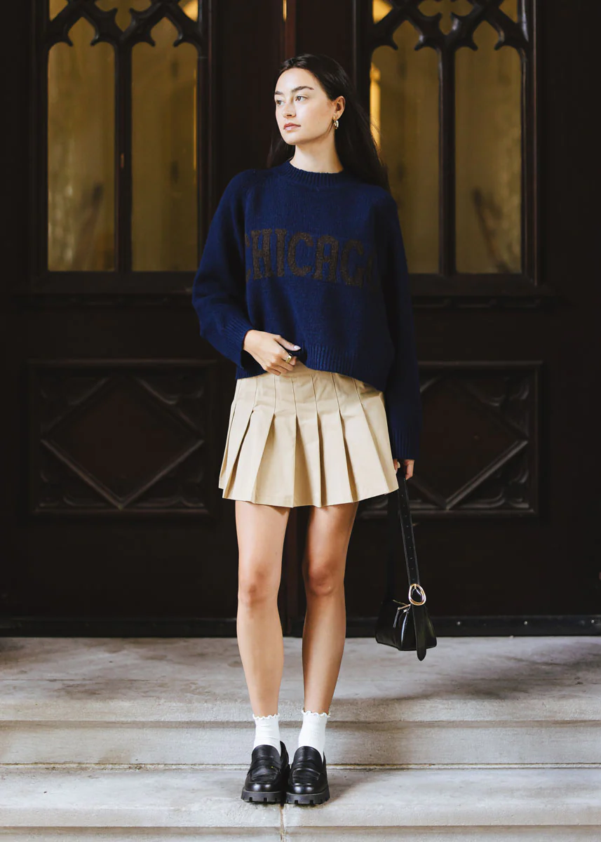 Chicago Crop Sweater - Navy - Image 5