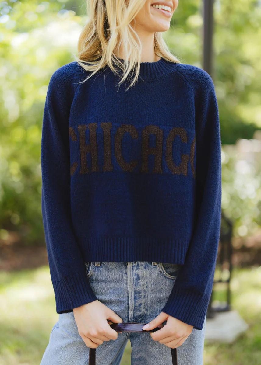 Chicago Crop Sweater - Navy - Image 6