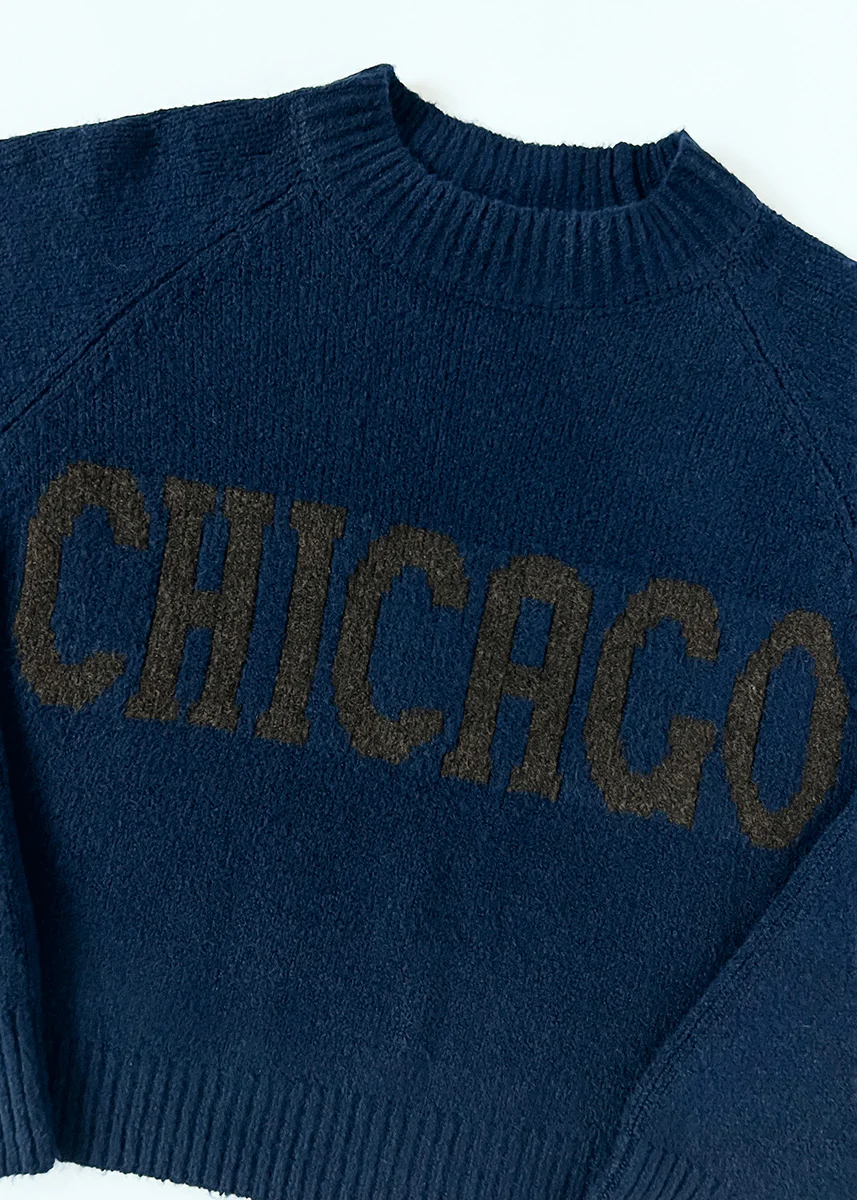 Chicago Crop Sweater - Navy - Image 7