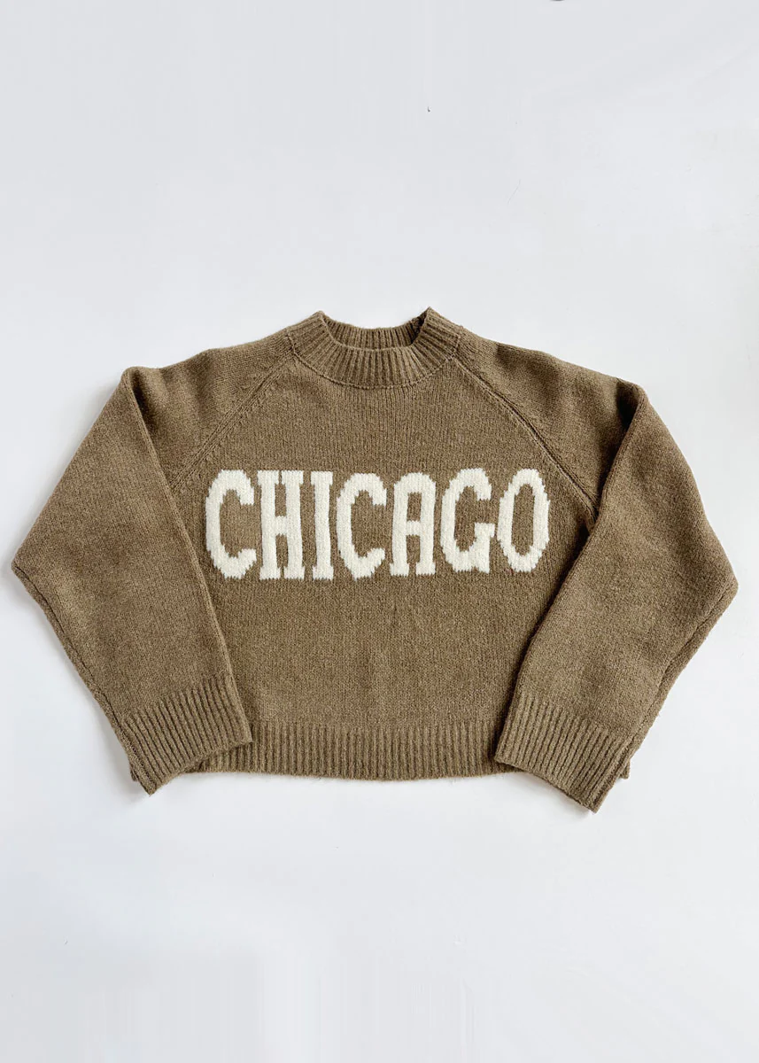 Chicago Crop Sweater - Taupe - Image 2