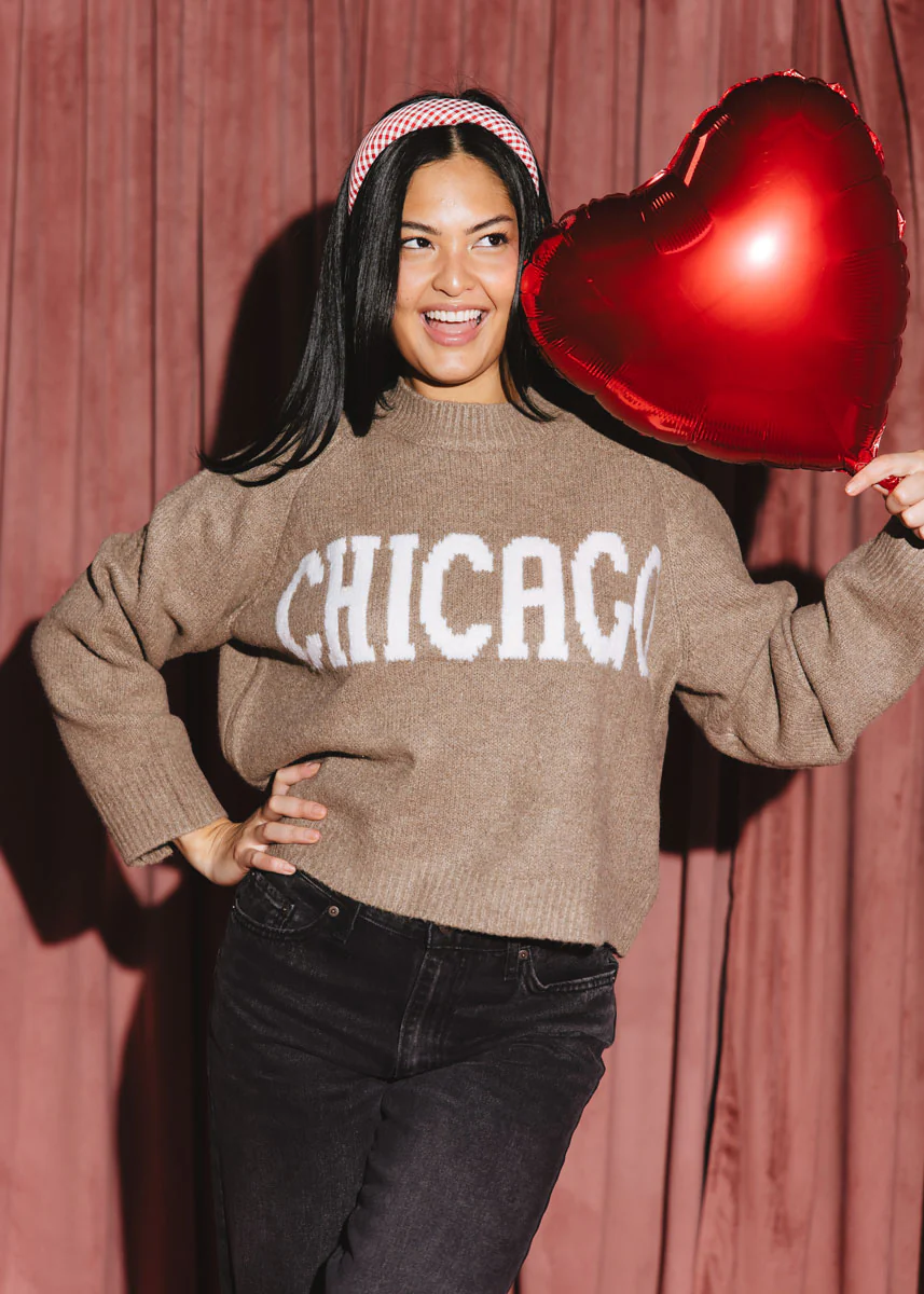 Chicago Crop Sweater - Taupe - Image 3