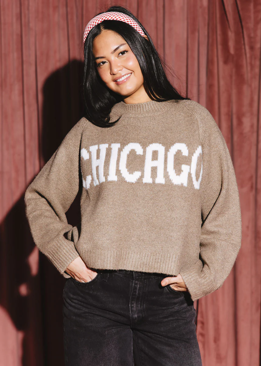 Chicago Crop Sweater - Taupe - Image 4