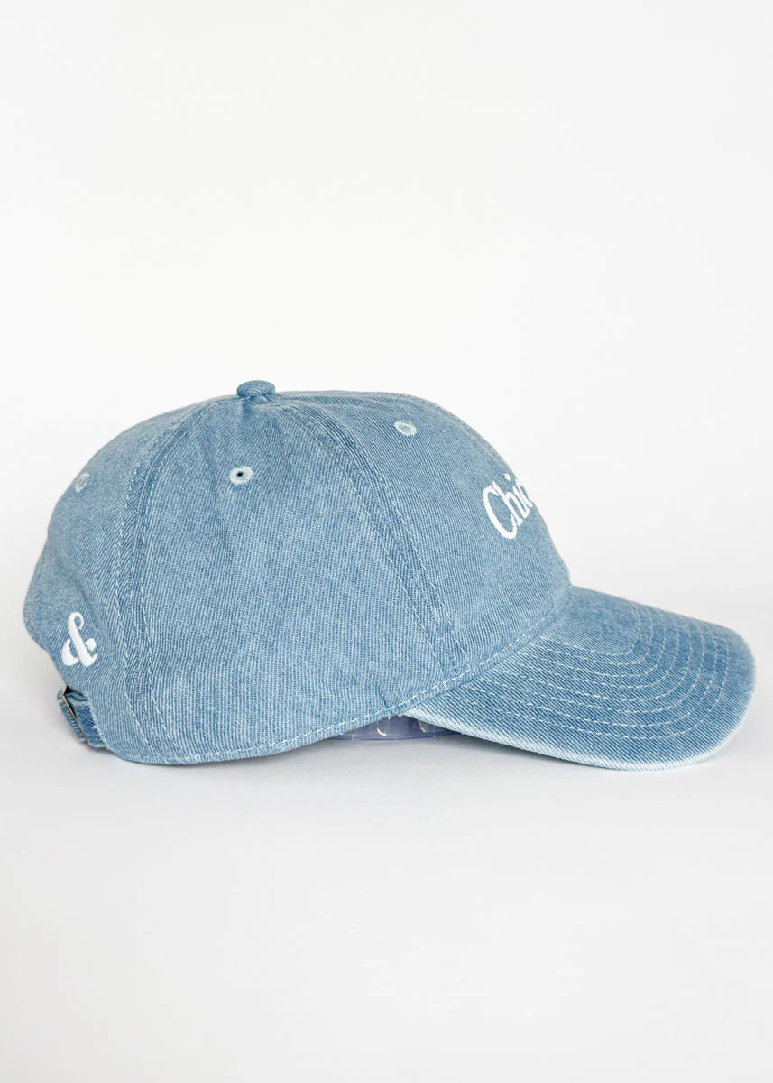 Chicago. Dad Hat - Denim & White Embroidery - Image 2