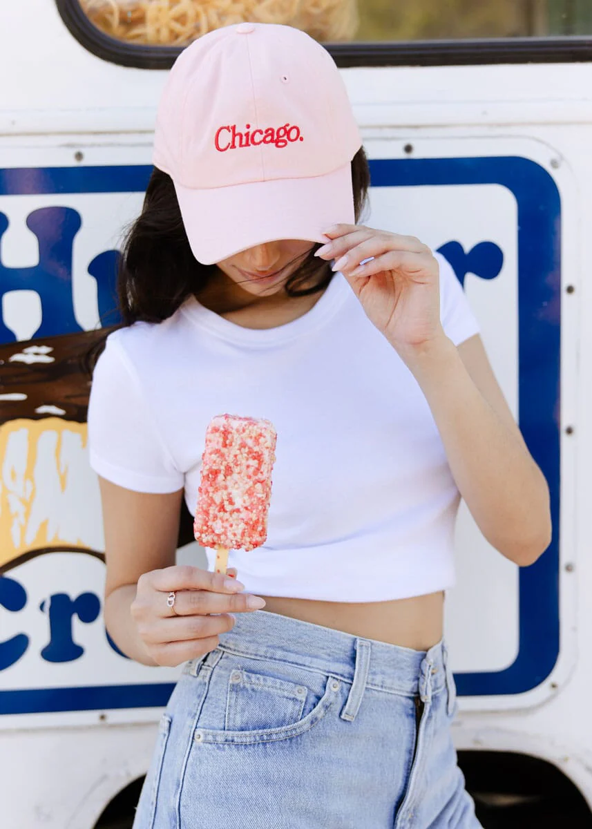 Chicago. Dad Hat - Pink & Red - Image 2