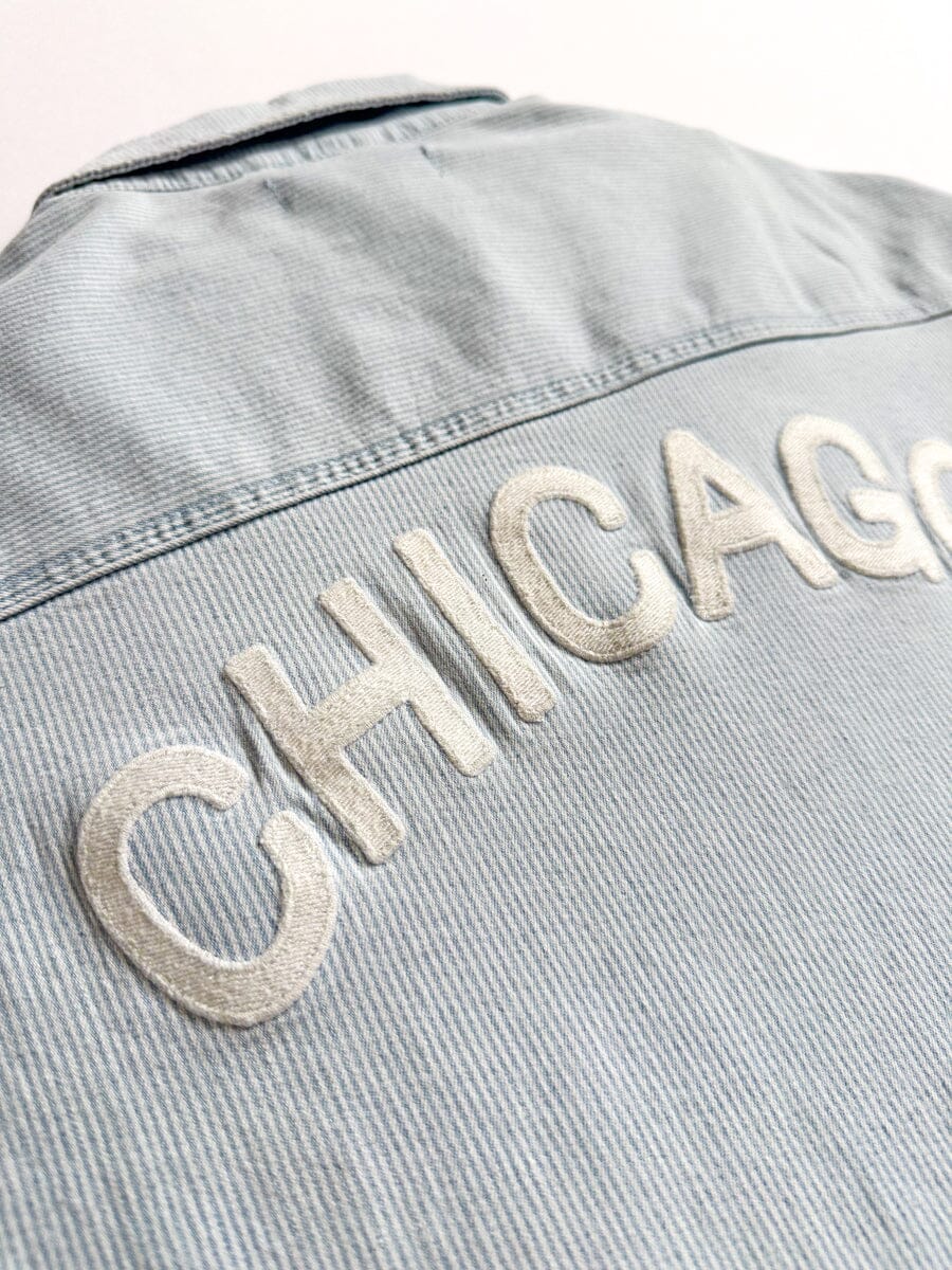 Chicago Denim Jacket - Blue White Pinstripe - Image 7
