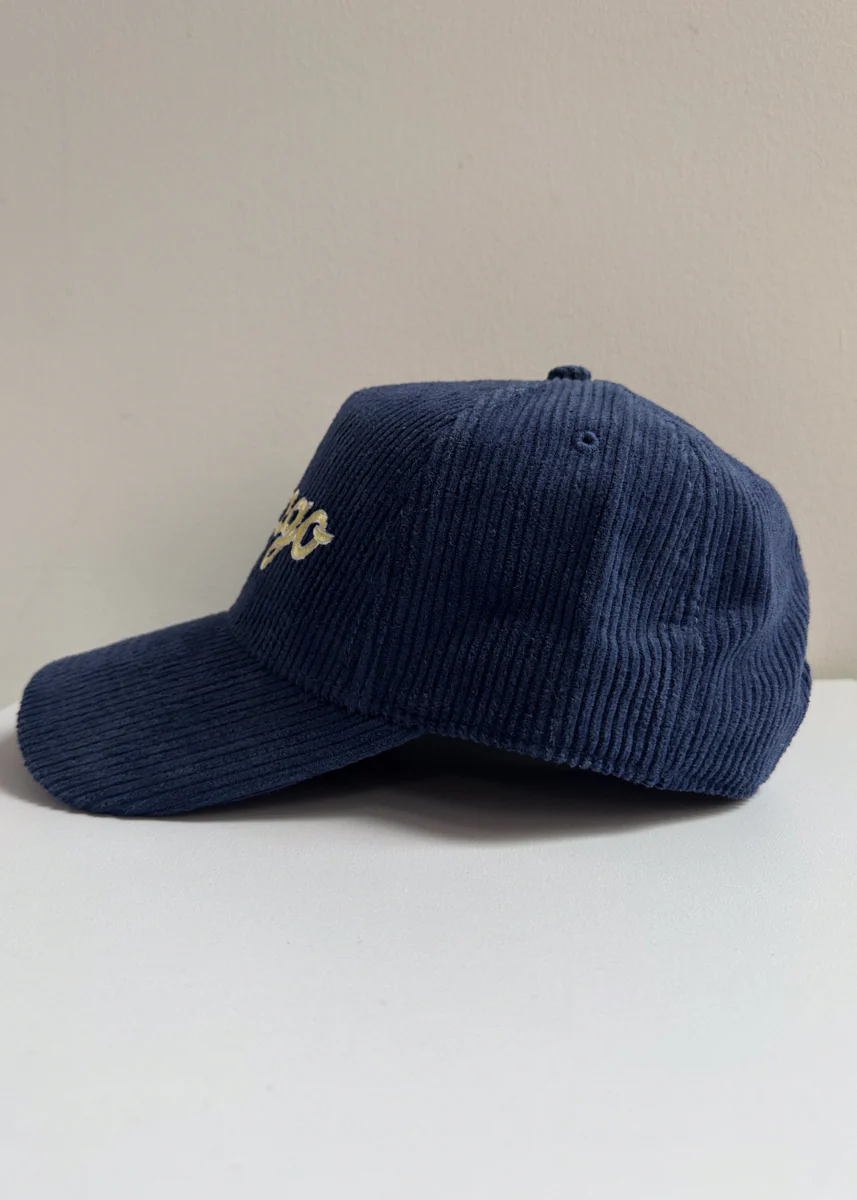 Chicago Forever Wide Whale Cord Hat - Navy & Butter - Image 7