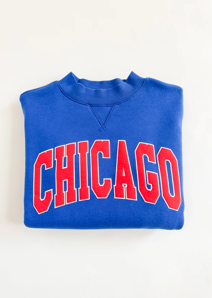 Chicago Mock Neck Sweatshirt - Cobalt & Red - Image 7