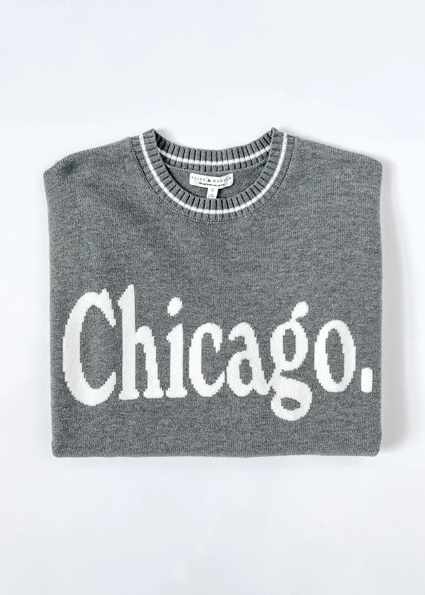 Chicago Oversized Stripe Cuff Sweater - Dark Grey - Image 6