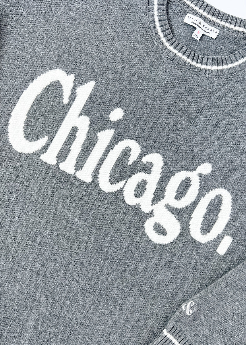 Chicago Oversized Stripe Cuff Sweater - Dark Grey - Image 7