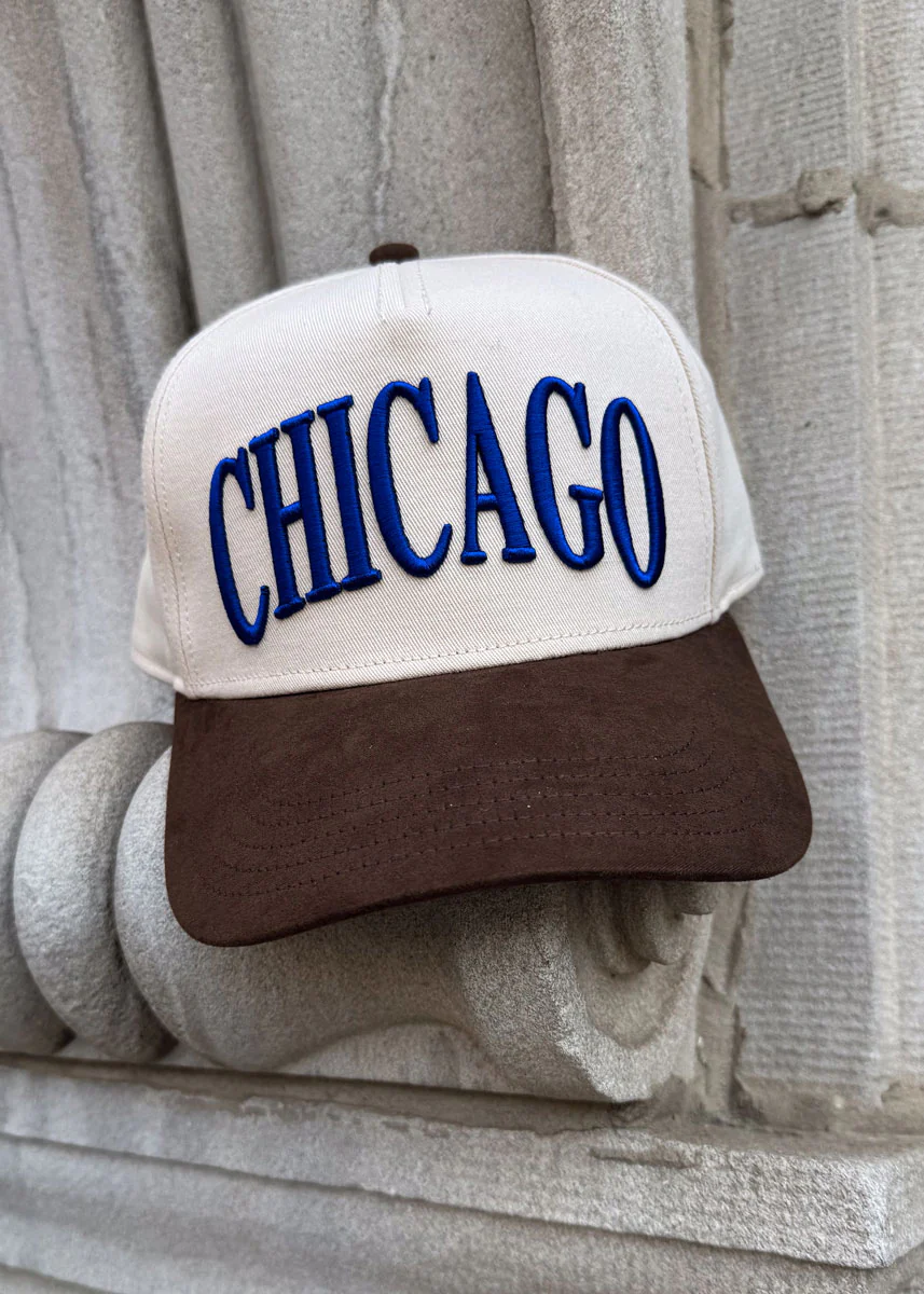 Chicago Puff Baseball Cap - Royal & Brown Suede - Image 4