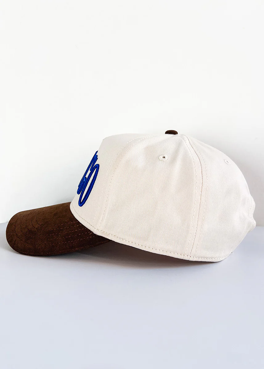 Chicago Puff Baseball Cap - Royal & Brown Suede - Image 6