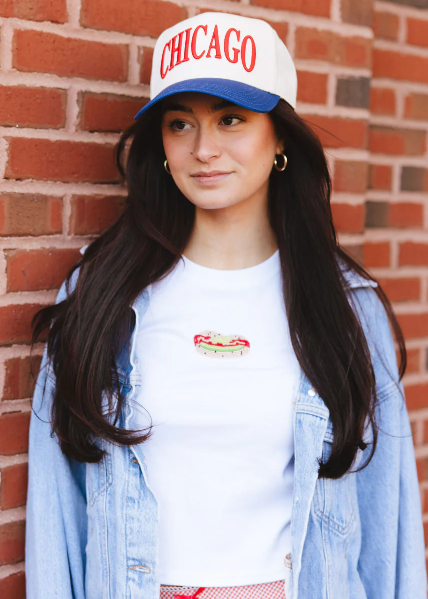 Chicago Puff Baseball Cap - Royal & Red - Image 2