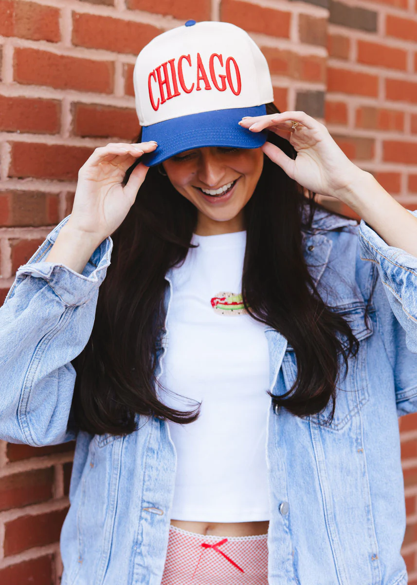 Chicago Puff Baseball Cap - Royal & Red - Image 4