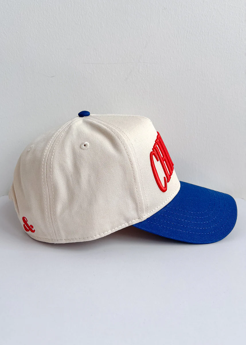 Chicago Puff Baseball Cap - Royal & Red - Image 6