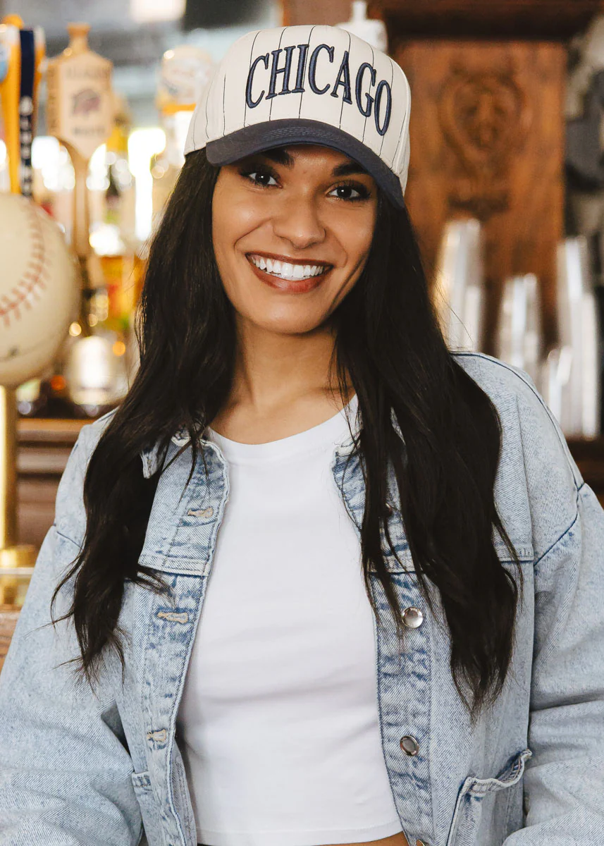 Chicago Puff Pinstripe Baseball Cap - Breaker Blue - Image 2