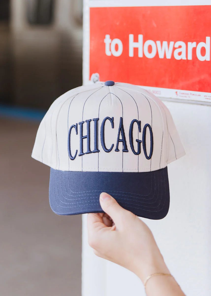 Chicago Puff Pinstripe Baseball Cap - Breaker Blue - Image 3