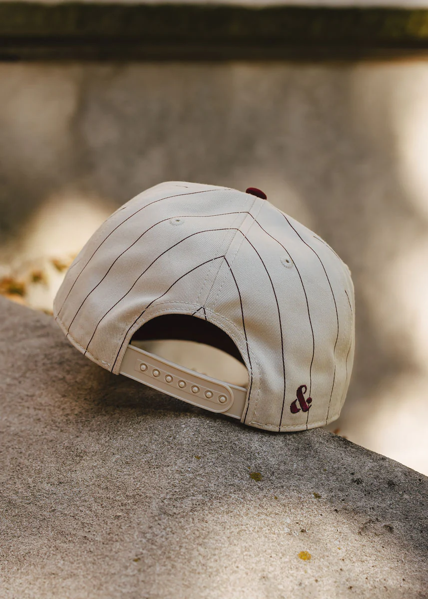 Chicago Puff Pinstripe Baseball Cap - Burgundy - Image 4