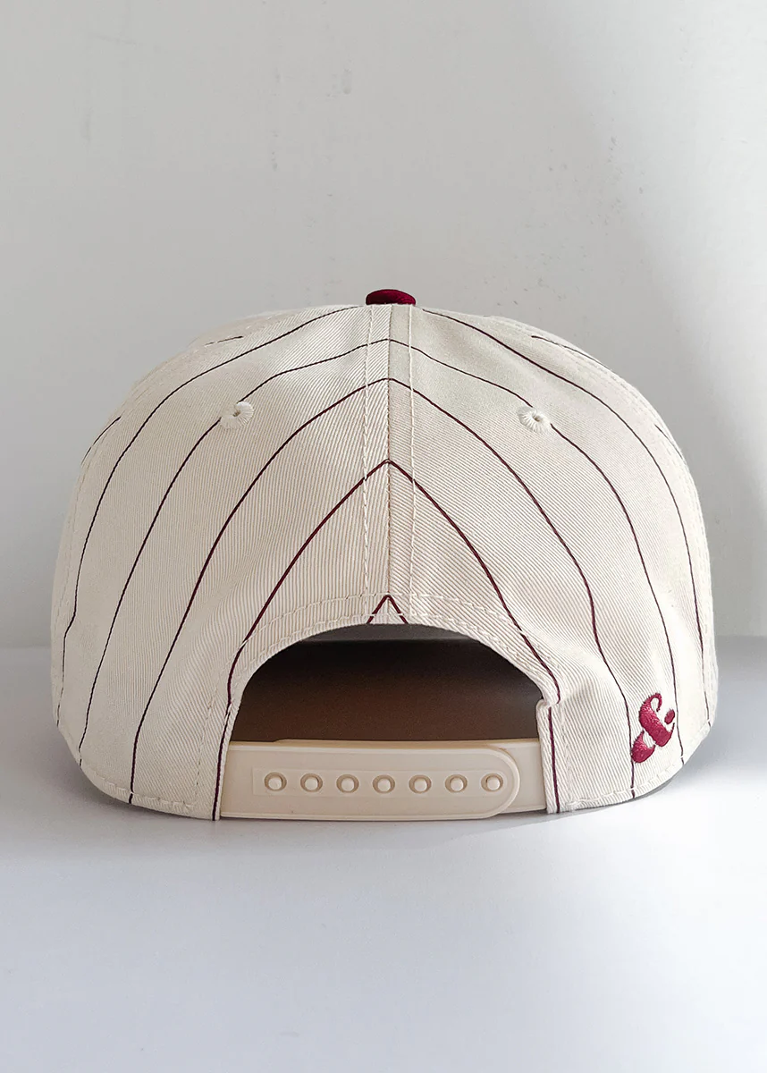 Chicago Puff Pinstripe Baseball Cap - Burgundy - Image 6