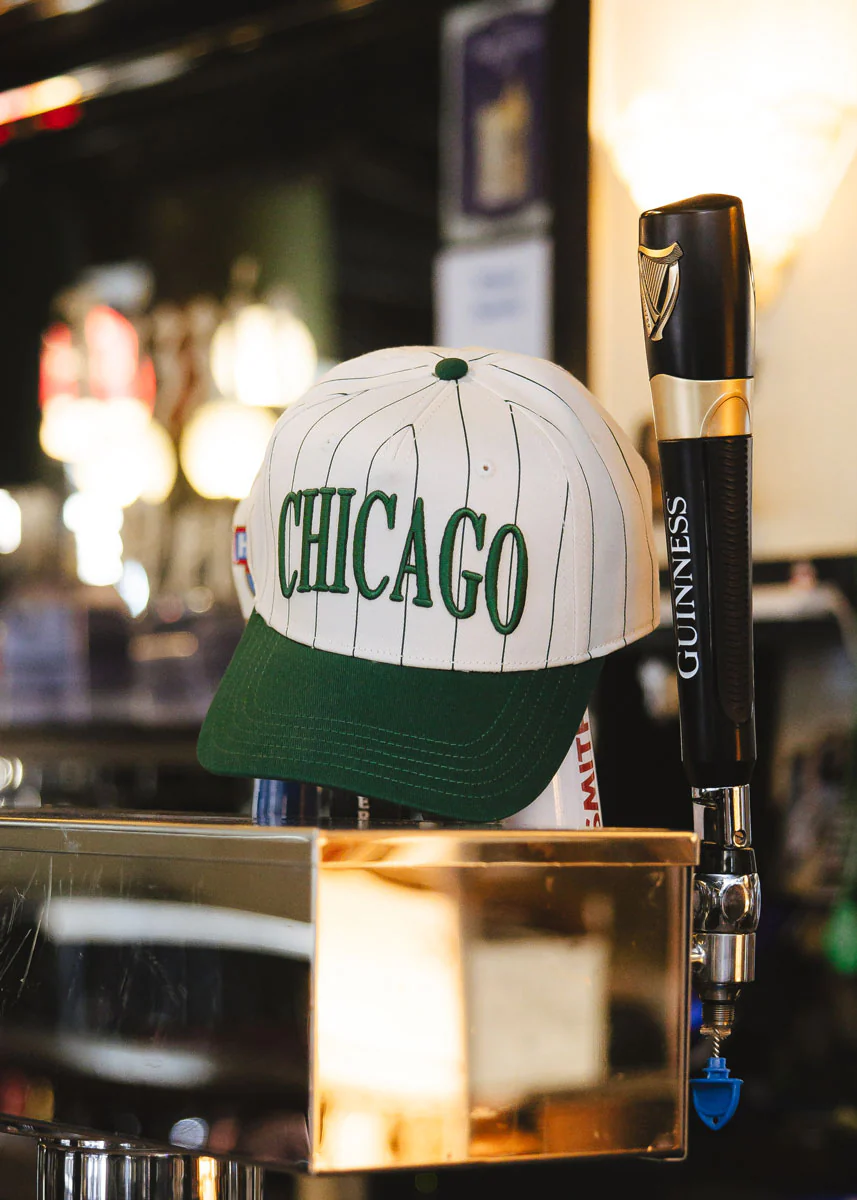 Chicago Puff Pinstripe Baseball Cap - Emerald - Image 3
