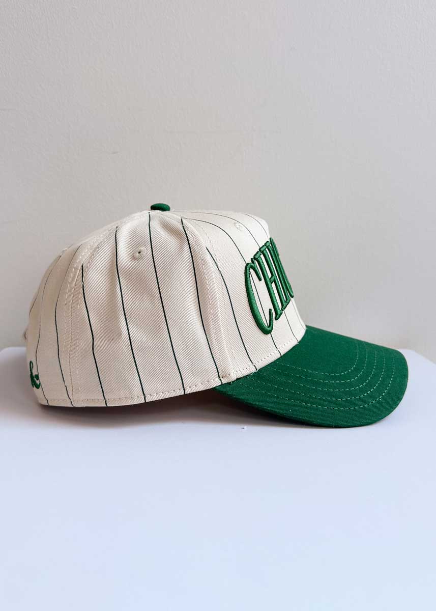 Chicago Puff Pinstripe Baseball Cap - Emerald - Image 5