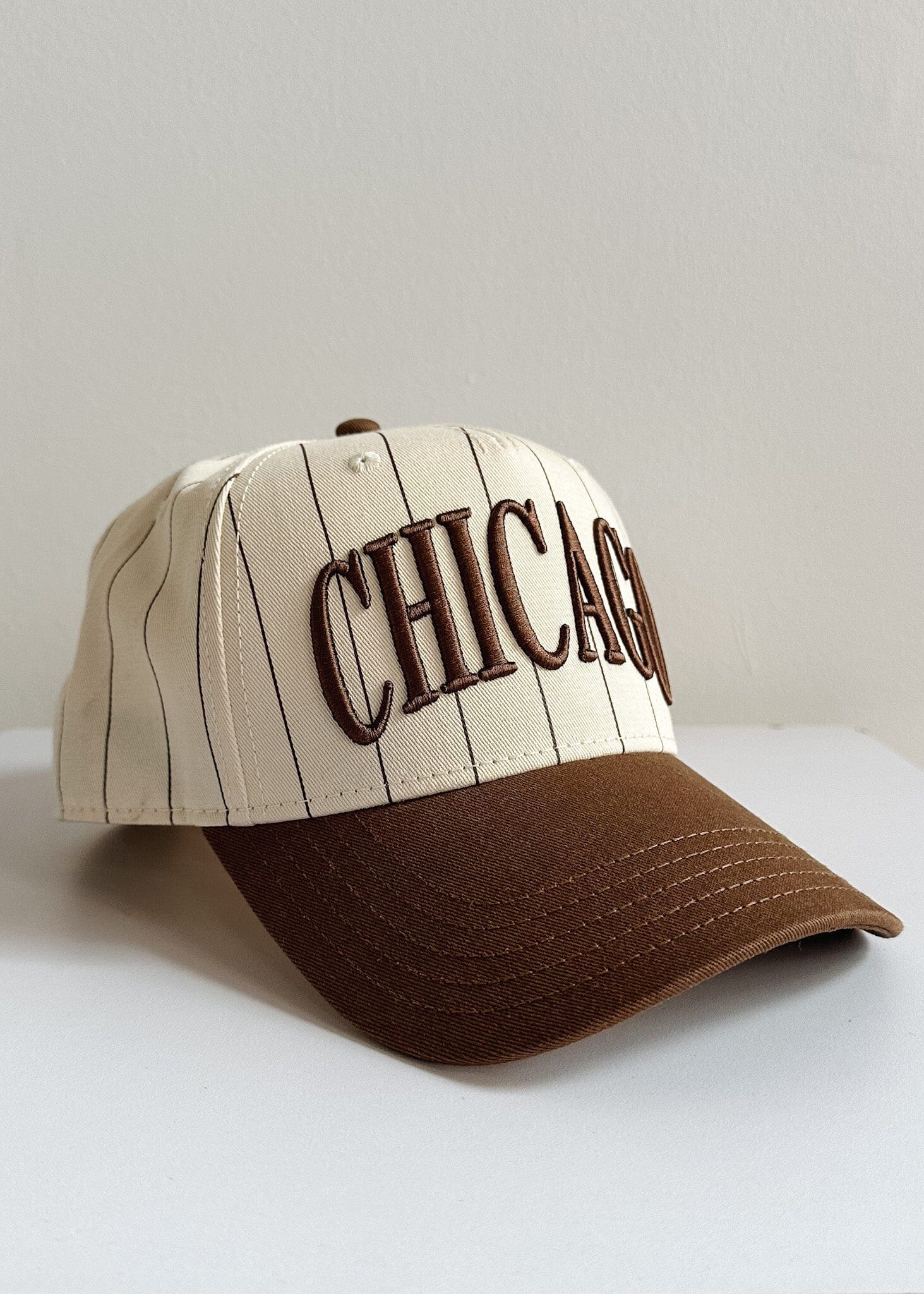 Chicago Puff Pinstripe Baseball Cap - Espresso - Image 3