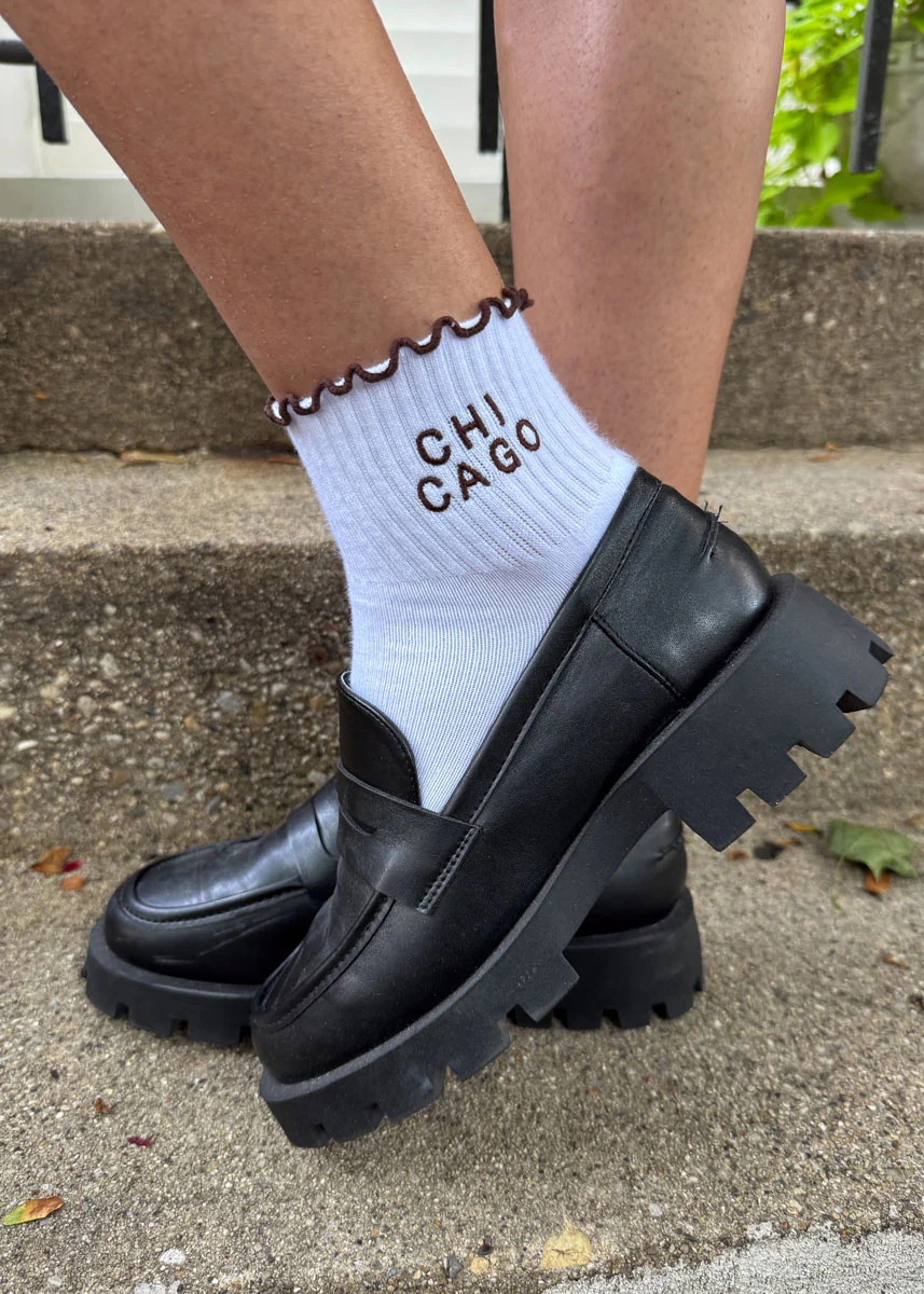 Chicago Ruffle Crew Sock - Espresso - Image 2
