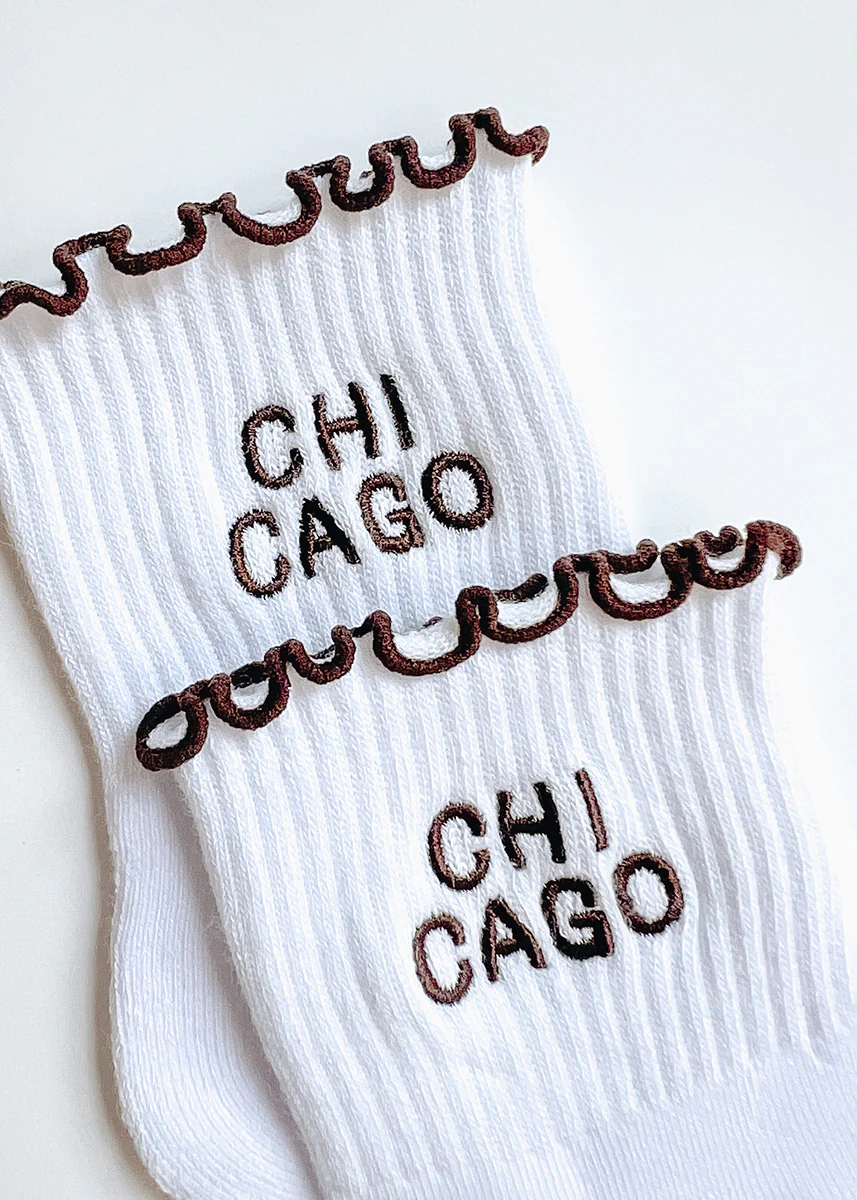 Chicago Ruffle Crew Sock - Espresso - Image 4