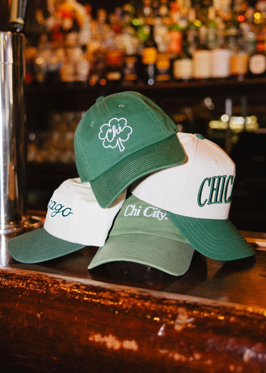 Chicago Script Baseball Cap - Ivory & Dark Green - Image 6