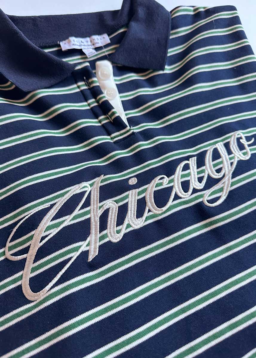 Chicago Script Striped Polo Shirt - Image 10