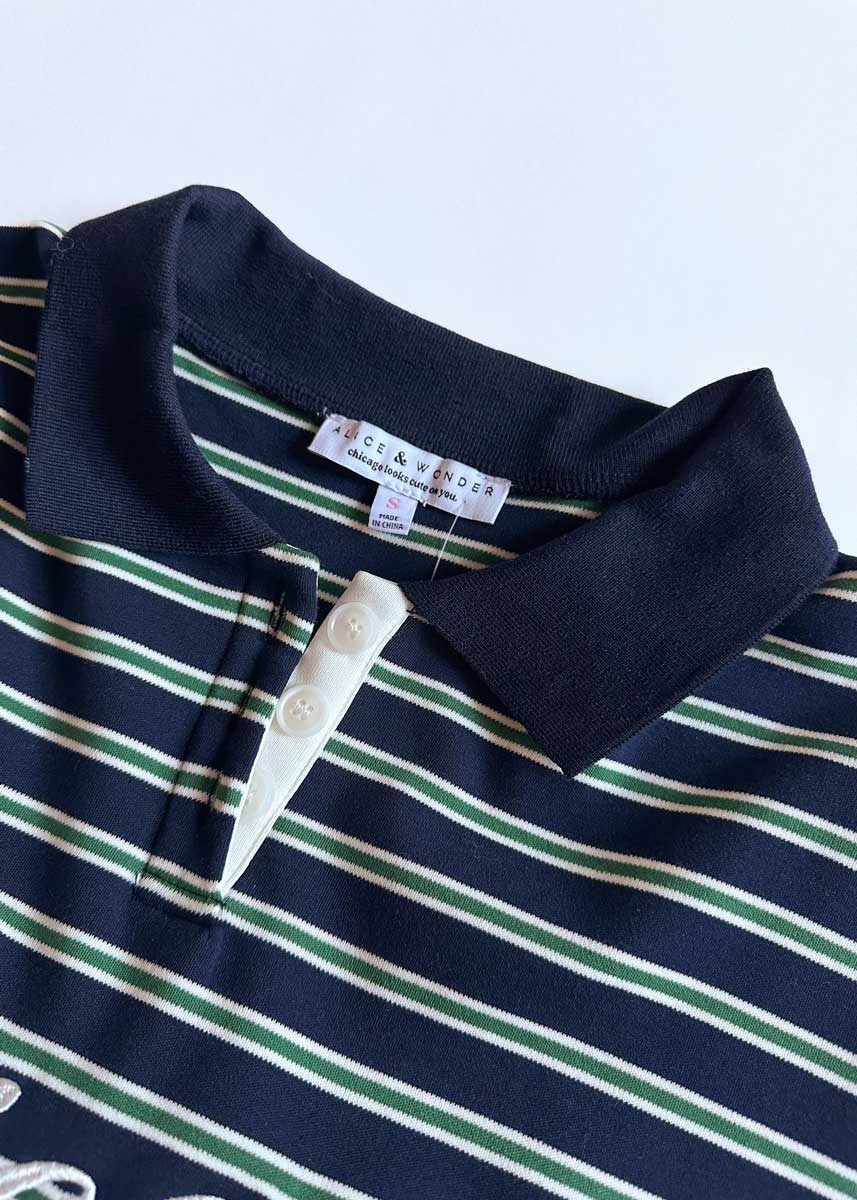 Chicago Script Striped Polo Shirt - Image 9
