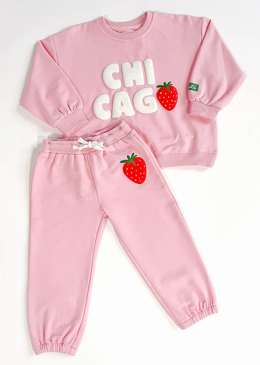 Chicago Strawberry Terry Oversized Sweatsuit Set - Image 2