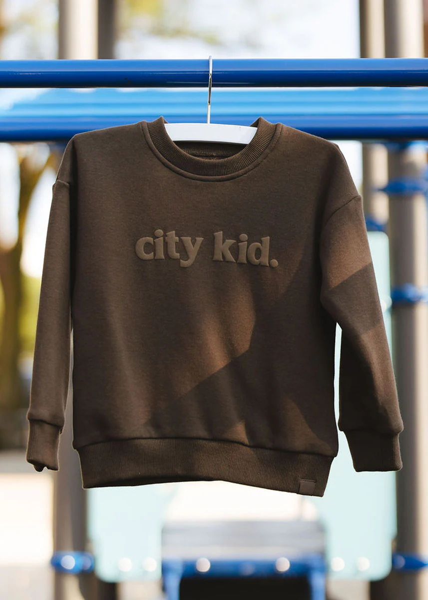 City Kid Monochrome Puff Sweatshirt - Espresso - Image 4